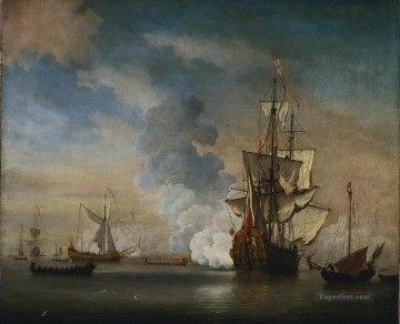  battle Canvas - Willem van de Velde de Jonge Brits oorlogsschip battleships